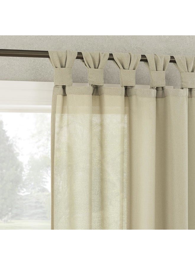 No. 918 Reman 2-Pack Twist Tab Linen Texture Semi-Sheer Tab Top Curtain Panel Pair, 40" x 84", Taupe - Image 1
