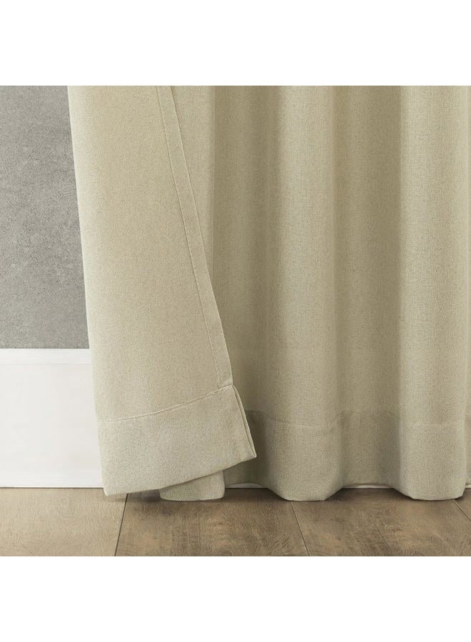 No. 918 Reman 2-Pack Twist Tab Linen Texture Semi-Sheer Tab Top Curtain Panel Pair, 40" x 84", Taupe - Image 3