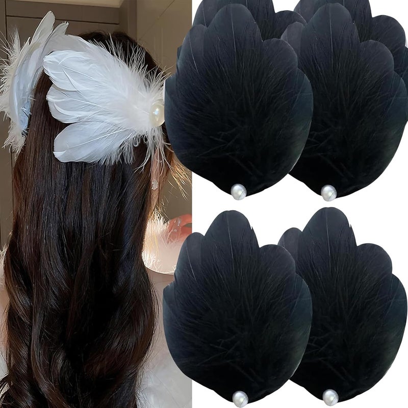 RUSTAMM Black Feather Hair Clip Artificial Swan Hairpin Headwear Ballet Style Hair Pins Festival Stage Performance Costume Hair Accessories black