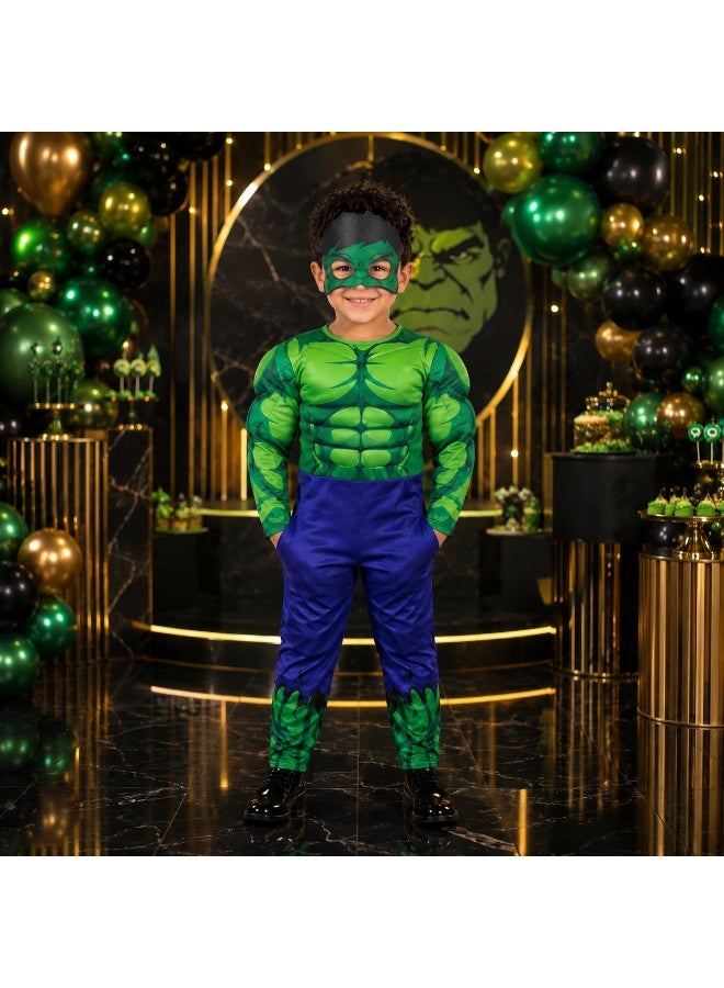 زي هالك التنكري للأطفال من Joy Land – بدلة Hulk مع قناع – زي بطل مارفل الخارق للحفلات والهالوين والتنكر - Image 2
