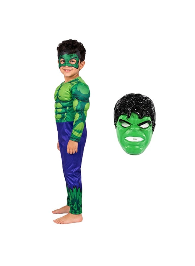 زي هالك التنكري للأطفال من Joy Land – بدلة Hulk مع قناع – زي بطل مارفل الخارق للحفلات والهالوين والتنكر - Image 3