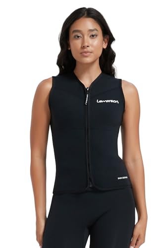 Lemorecn Wetsuit Top Women, 3mm Sleeveless Neoprene Wet Suit Tops Jacket Front Zip Diving Vest for Water Sports - Image 1