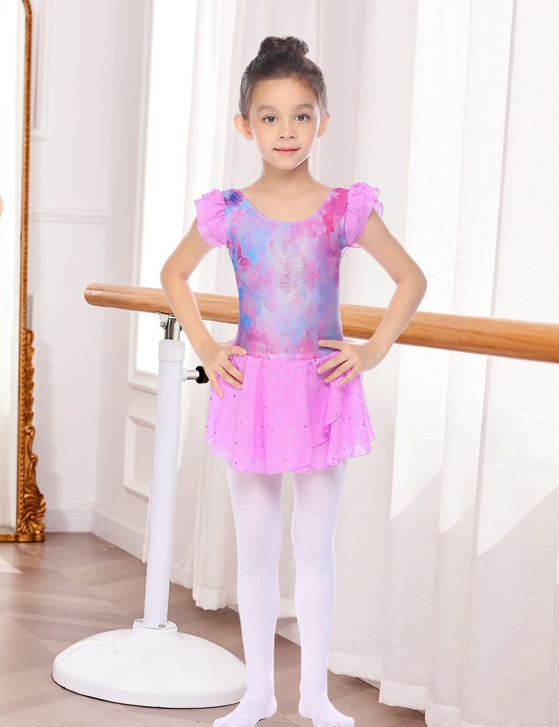 Arshiner Girls Ruffle Sleeve Ballet Dance Dress Tutu Skirted Leotard - Image 4