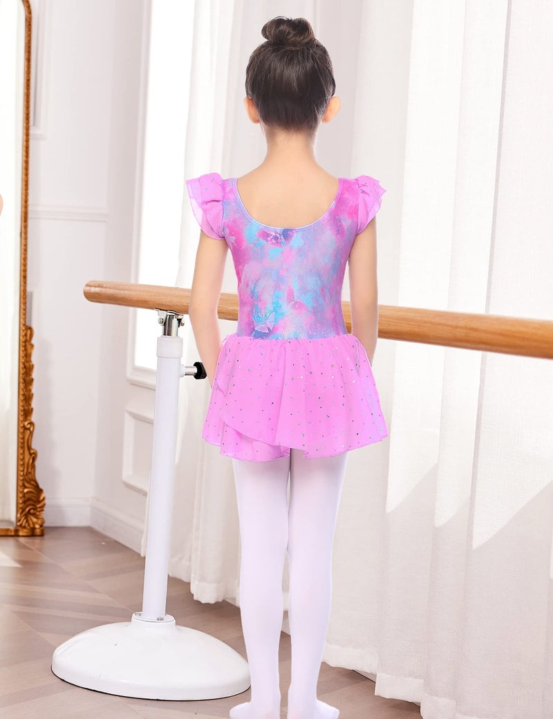 Arshiner Girls Ruffle Sleeve Ballet Dance Dress Tutu Skirted Leotard - Image 5