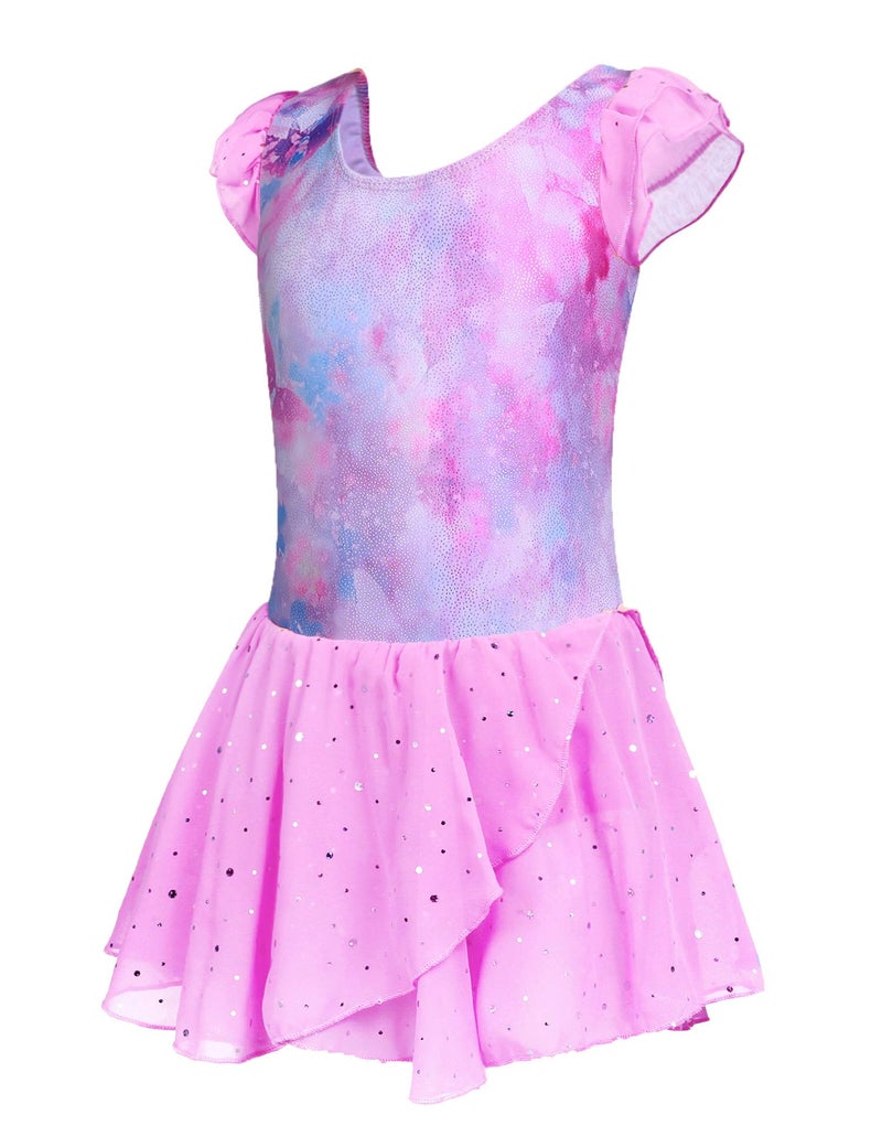 Arshiner Girls Ruffle Sleeve Ballet Dance Dress Tutu Skirted Leotard - Image 2