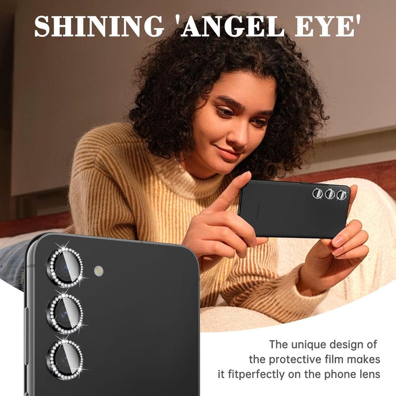 Kucheed Diamond Camera Lens Protector for Samsung Galaxy A16, 9H Tempered Glass Back Camera Cover Screen Protector, Bling Anti-Scratch Individual Aluminum Metal Protective Ring - Image 3