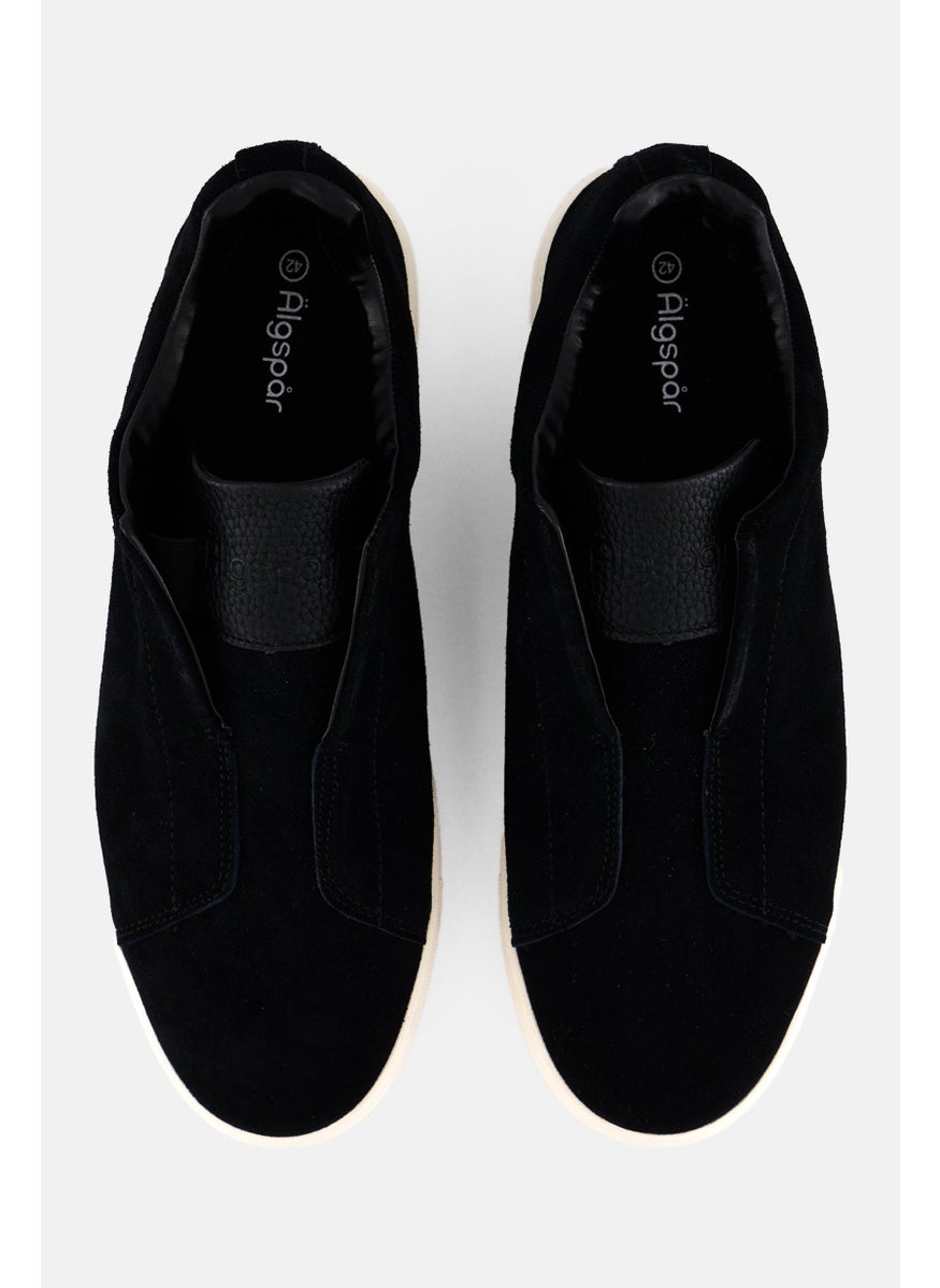 Algspar Men Suede Slip On Casual Shoes, Black  - Image 3
