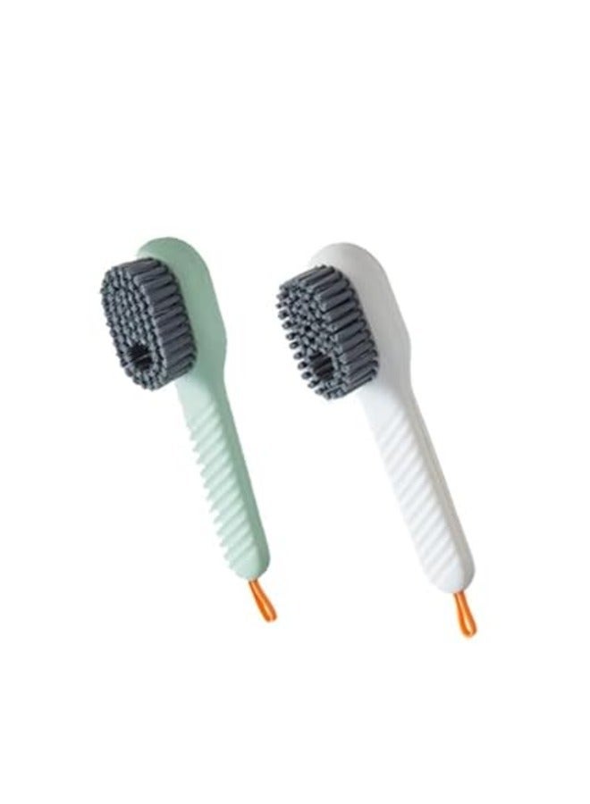Shoe Cleaning Brushes, Multi-Functional Shoe Brush Add Liquid Function, Long Handle Brushes with Soft Bristles and Automatic Fill, Clothes Cleaning Tools (Color-White)  - Image 4