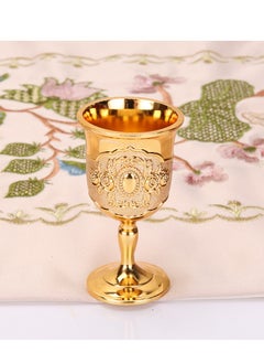 Excefore Vintage Metal Goblet,  Retro High Grade Golden Cup, Fancy Gold Engraving Drinking Cup, Medieval Retro Ornaments for Kitchen Home Party Wedding Decoration Decor 2PCS  - Image 5