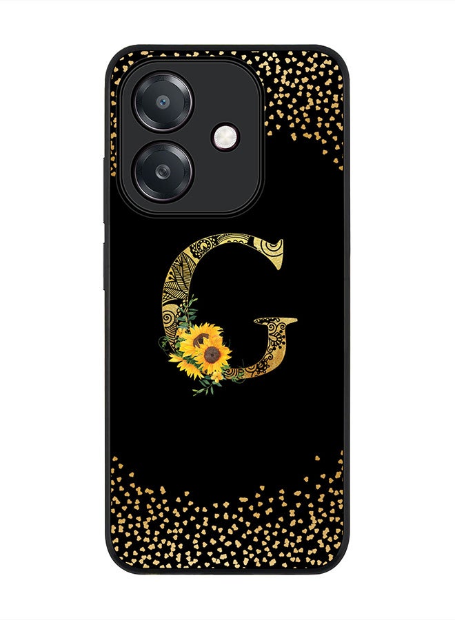 Stylizedd For Oppo A5i Case,Slim fit Camera Protection, Shockproof Thin Phone cover  - Custom Floral Monogram - G ( Black )