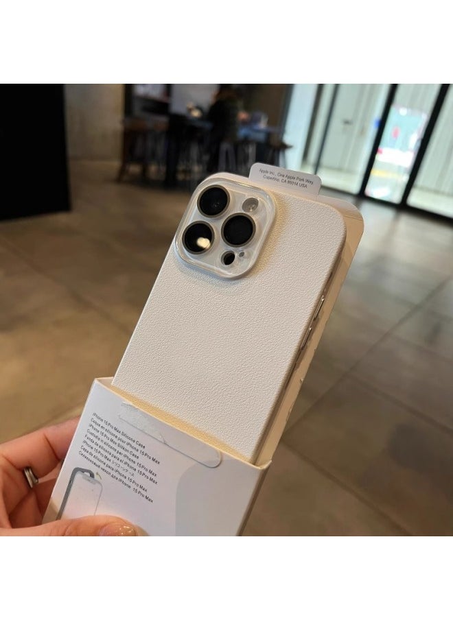 Advanced Sense Litchi Pattern Mobile Phone Case For Iphone 16 Crystal Lens For Iphone15 Simple 13promax Hard Case-Color:Yuanfeng Blue-Applicable Models:For Iphone15Pro