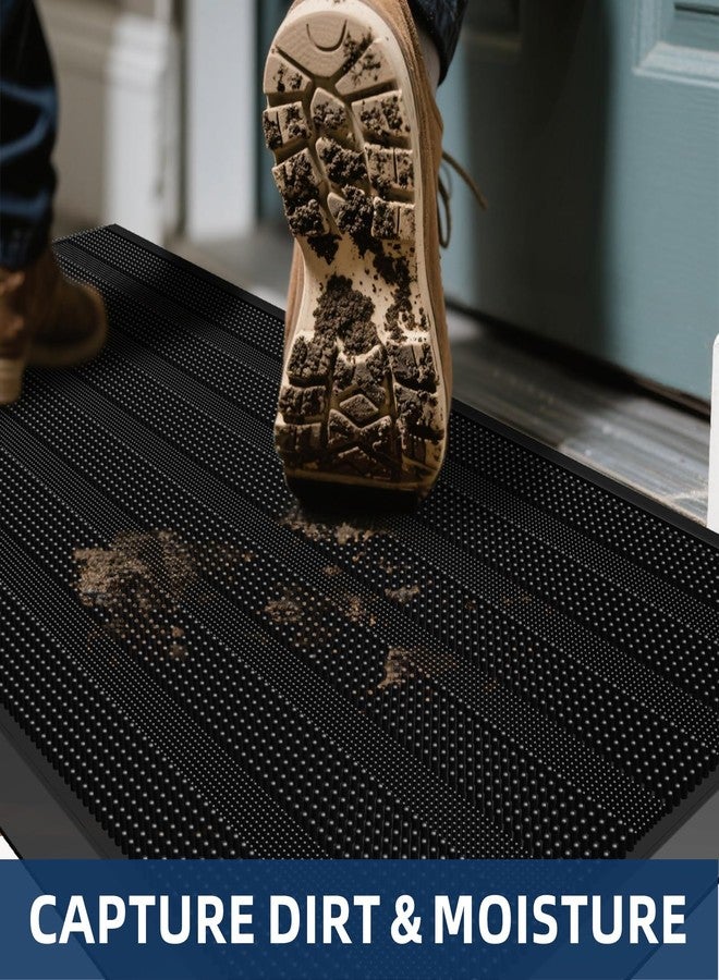 Mibao Front Door Mat Entrance, Waterproof All Weather All Season Non-Slip Rubber Welcome Mat, Dirt Trapper Low-Profile Heavy Duty Mud Doormat for Patio Entryway Garage Pool, 17" x 36", Black - Image 4