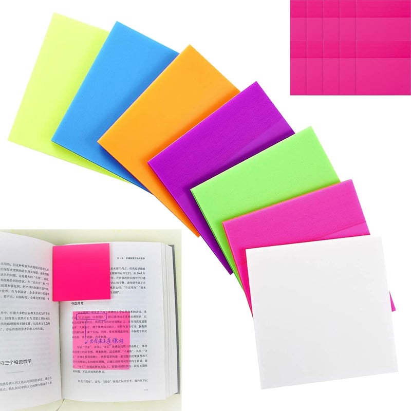 woobles Transparent Sticky Notes, 3" *3" Clear Sticky Annotation, Waterproof Translucent Color Memo Pad, 500/700 Sheet Sticky Notepads of 7 Colors Self-Stick Pads (500, White) 500 Red - Image 1