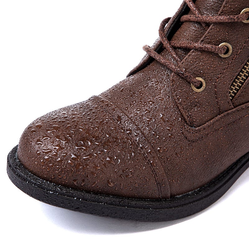 GLOBALWIN Ankle Boots for Women Women's Combat Boots Brown Boots For Women With Comfortable Low Heel Size 6M - Image 5