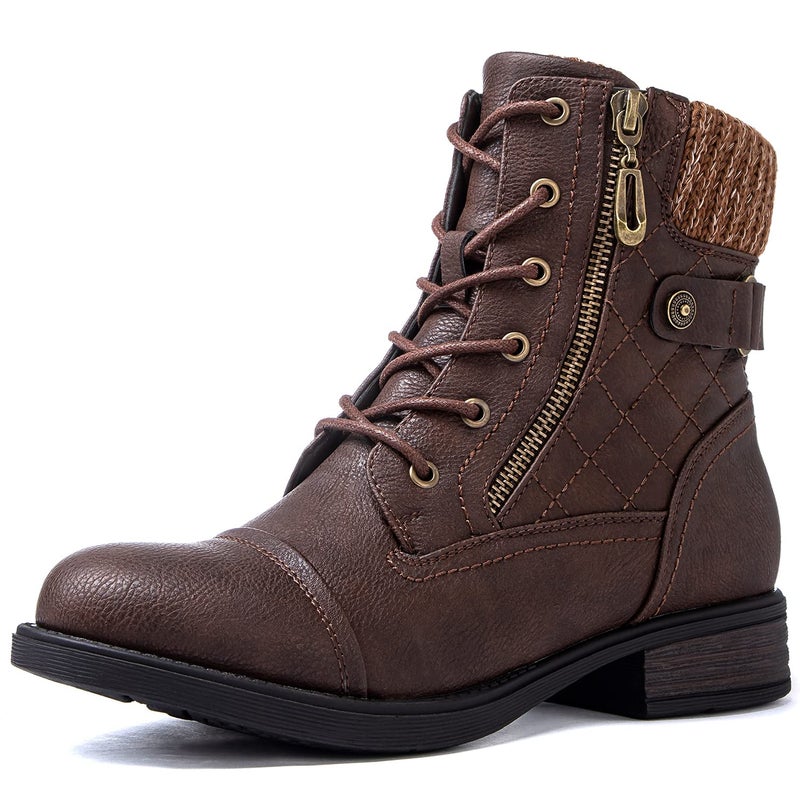 GLOBALWIN Ankle Boots for Women Women's Combat Boots Brown Boots For Women With Comfortable Low Heel Size 6M - Image 3