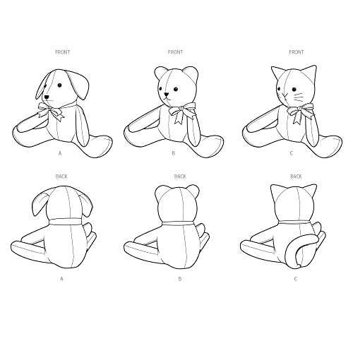 Simplicity 8716 Animals Stuffed Bear, Cat, and Dog Sewing Patterns by Elaine Heigl Designs, One Size Only - Image 3