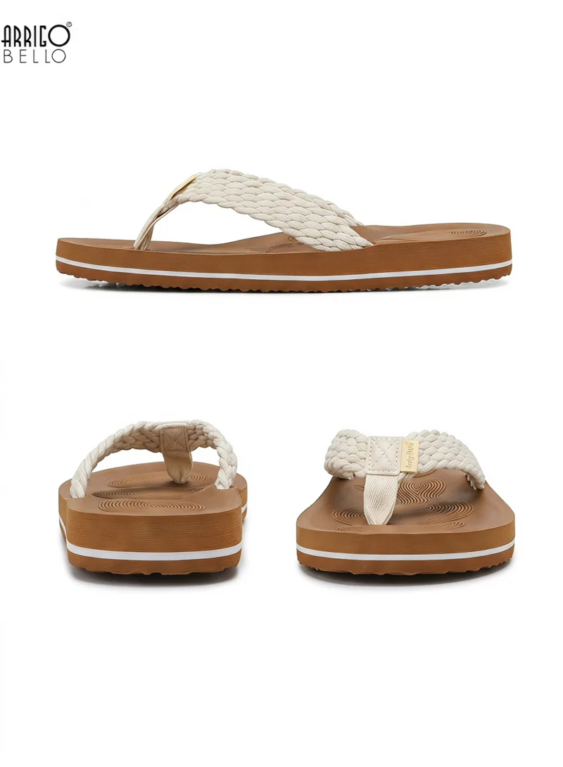 ARRIGO BELLO white Women's Summer Comfort Flip Flops - Stylish Thong Sandals with Non-Slip Rubber Sole for Beach, Walking & Daily Outings for Women | Best Price UAE