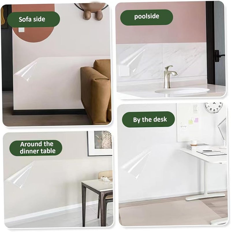 Clear Wall Protector 18x197 Inch Electrostatic Film Removable Waterproof Backsplash Shield for Furniture - Image 3