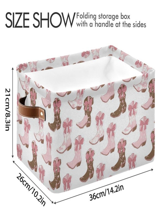 Pfrewn Storage Basket Bins Foldable Laundry Hamper Toy Cowgirl Boot Pink Storage Bins Box Organizer for Home Boys Girls Office Closet Shelf Nursery Baskets,1 pcs - Image 4