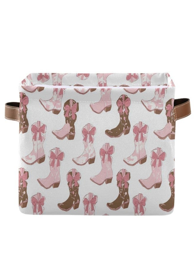 Pfrewn Storage Basket Bins Foldable Laundry Hamper Toy Cowgirl Boot Pink Storage Bins Box Organizer for Home Boys Girls Office Closet Shelf Nursery Baskets,1 pcs - Image 1