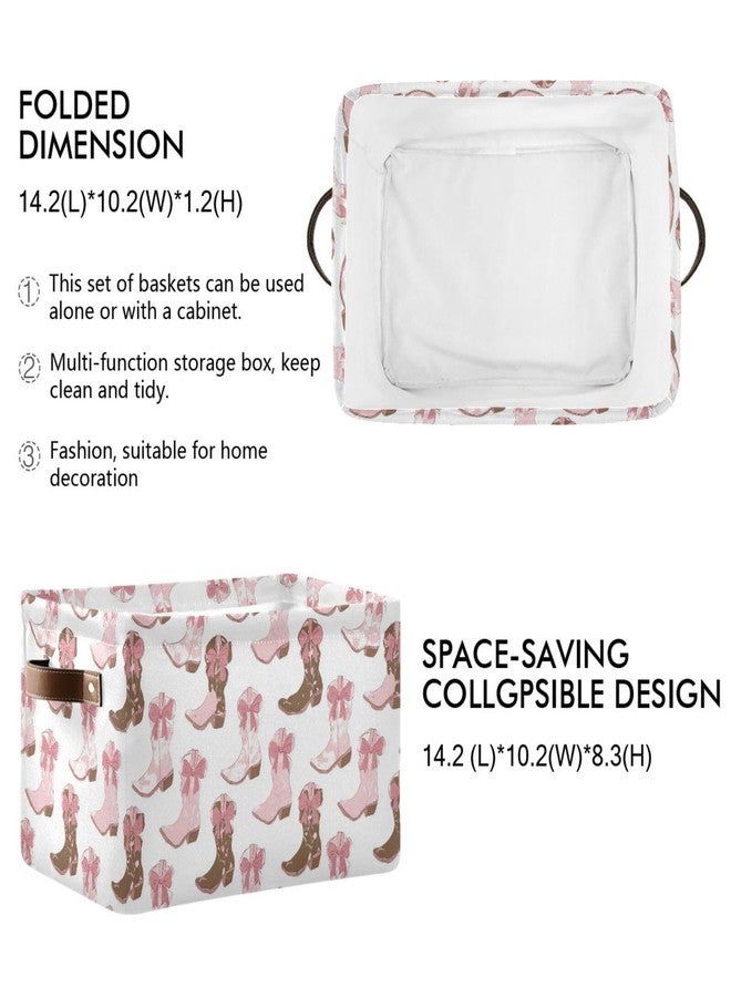 Pfrewn Storage Basket Bins Foldable Laundry Hamper Toy Cowgirl Boot Pink Storage Bins Box Organizer for Home Boys Girls Office Closet Shelf Nursery Baskets,1 pcs - Image 3