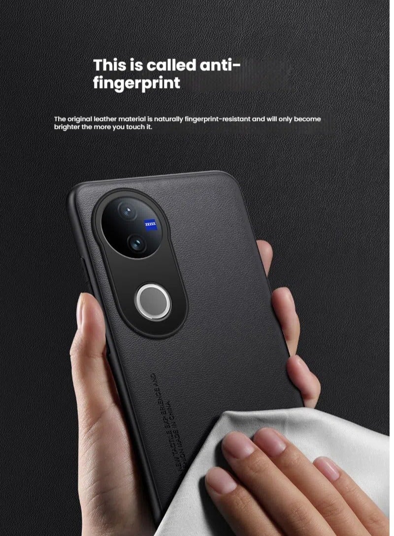 general VIVO V50 Pure Pigment Leather Phone Case, Ultra-thin Business Leather Pattern All-inclusive Drop Protection Case for VIVO V50 - Image 5