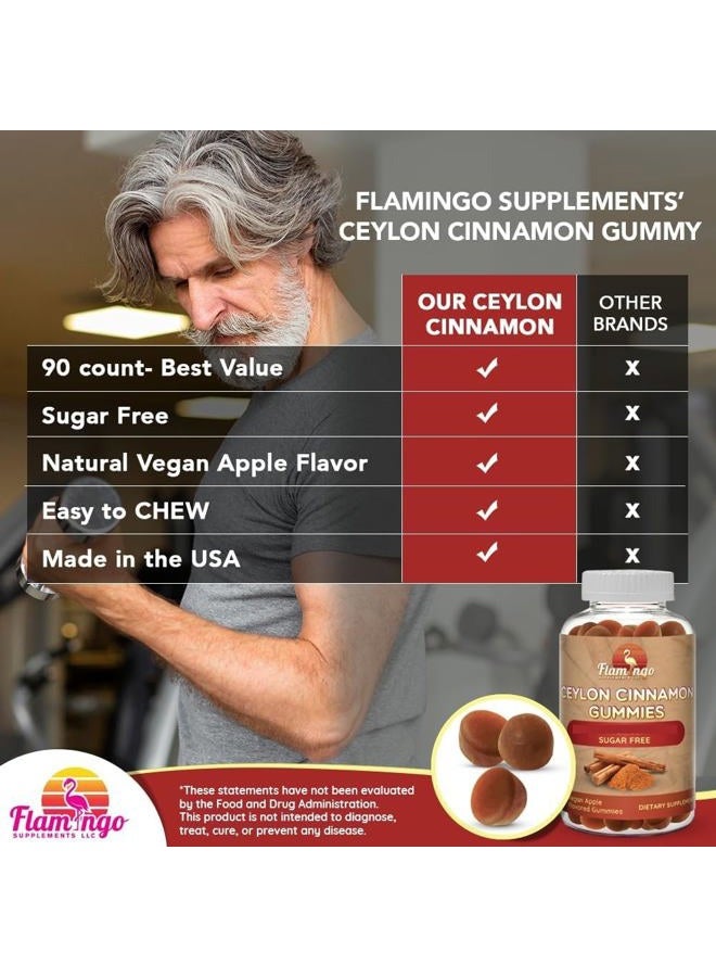 Flamingo Supplements Sugar Free Ceylon Cinnamon Gummies Sugar Regulation, Joint Pain, Neuroprotective- Cinnamon Supplement with Chromium and Cinnamon Bark- Alternative to Cinnamon Capsules - 90 Chews - Image 3