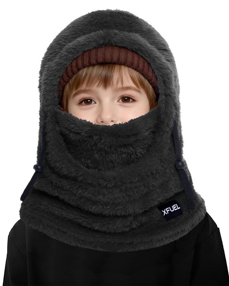 XFUEL Kids Winter Balaclava Face Mask, Thermal Ski Hood Hat, Neck Warmer Scarf for Boys Girls (Black) - Image 1