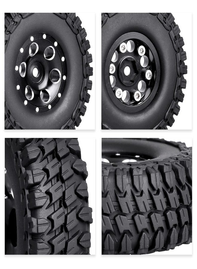 HobbyPark 4pcs 1.0 Beadlock Wheels and Tires Metal Micro Crawler Tires with Brass Wheel Weights Extended Wheel Hubs for 1/24 RC Crawler Car Axial SCX24 Gladiator Bronco C10 Deadbolt Upgrades (Type C) - Image 5
