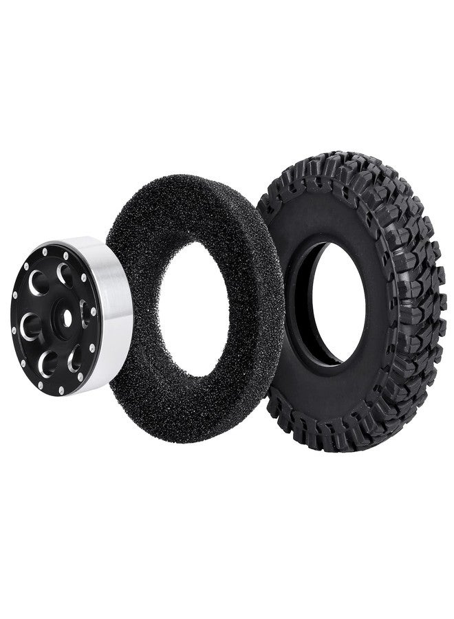 HobbyPark 4pcs 1.0 Beadlock Wheels and Tires Metal Micro Crawler Tires with Brass Wheel Weights Extended Wheel Hubs for 1/24 RC Crawler Car Axial SCX24 Gladiator Bronco C10 Deadbolt Upgrades (Type C) - Image 4