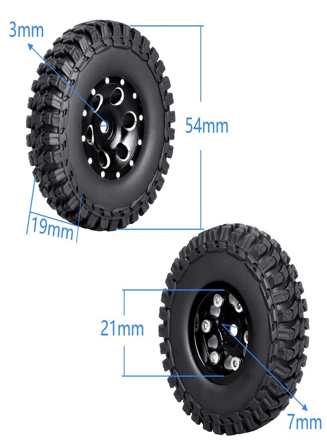 HobbyPark 4pcs 1.0 Beadlock Wheels and Tires Metal Micro Crawler Tires with Brass Wheel Weights Extended Wheel Hubs for 1/24 RC Crawler Car Axial SCX24 Gladiator Bronco C10 Deadbolt Upgrades (Type C) - Image 3