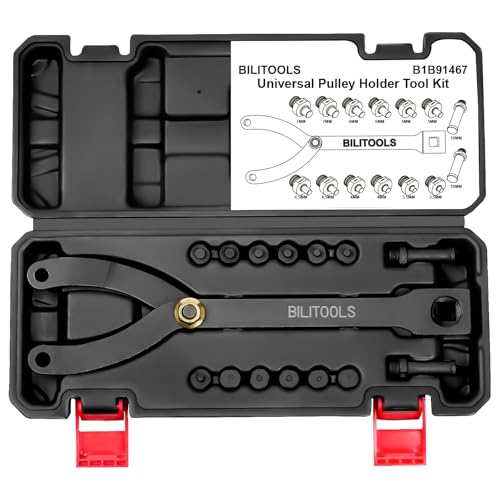BILITOOLS 15PCS Universal Pulley Holder Tool Kit, 1/2-inch drive ratchet Adjustable Spanner Wrench with Variable Pins 3.5mm, 4mm, 4.5mm, 5mm, 6mm, 6.5mm and 10mm fits Camshaft pulleys. - Image 1