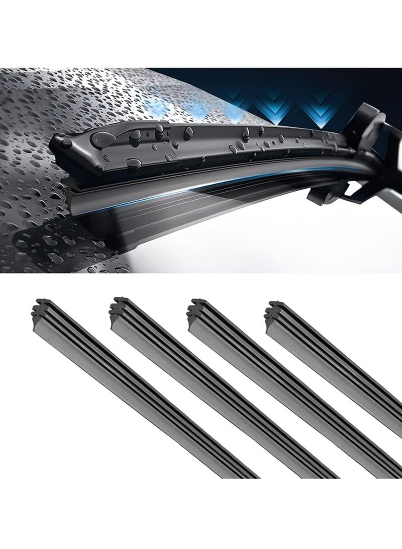 4 Pieces 21 Inches Car Wiper Blade Replacement Strip Rubber Frameless Windshield Wiper Strip DIY Adjustable Boneless Windscreen Blade Refills Auto Accessories for Most Vehicle Buses Trucks - Image 1