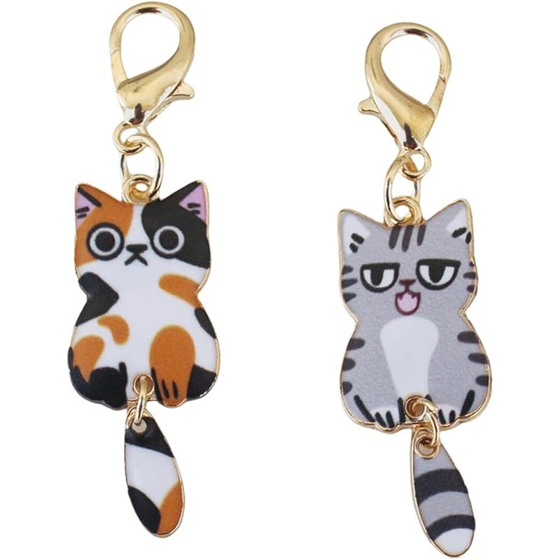 7 Pcs Women Girls Keychain Cute Cat Key Chain Small Bag Charm Metal Keychains Pendant Kawaii Mini Keychain - Image 3