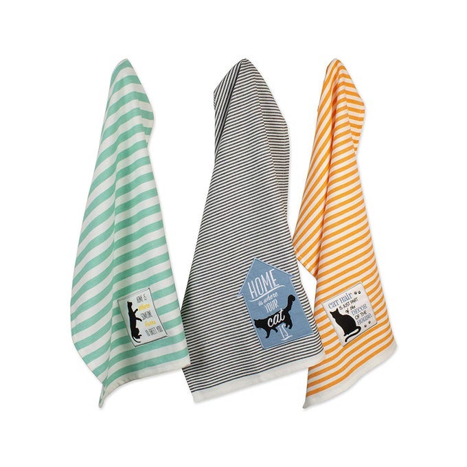 EVERYDAY PETS KITCHEN COLLECTION ABSORBENT DISHTOWEL SET 18X28 CATS MEOW 3 COUNT