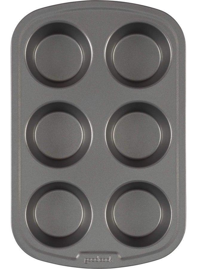 GoodCook Everyday Nonstick Steel Muffin Pan, 6 cup, Gray - Image 2