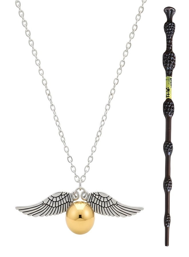 Buildcon 2 Pcs Wand and Necklace Set, Magic Wand, Good Gifts for Collectors, Suitable for Boys and Girls, Stick for Cosplay and Display - Image 1