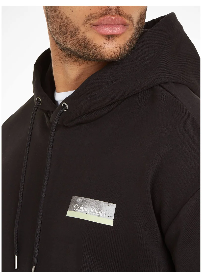 CALVIN KLEIN Men's Back Graphic Hoodie - Cotton, Black