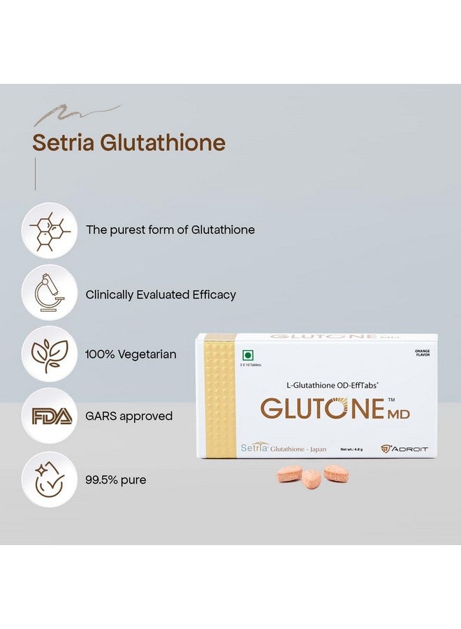 GLUTONE Glutone MD - Glutathione Mouth-Dissolving Tablets| Made with Setria L-Glutathione 100mg| Radiant Glow & Even Skin Tone| 30 Tablets (Orange)(PO2) - Image 3