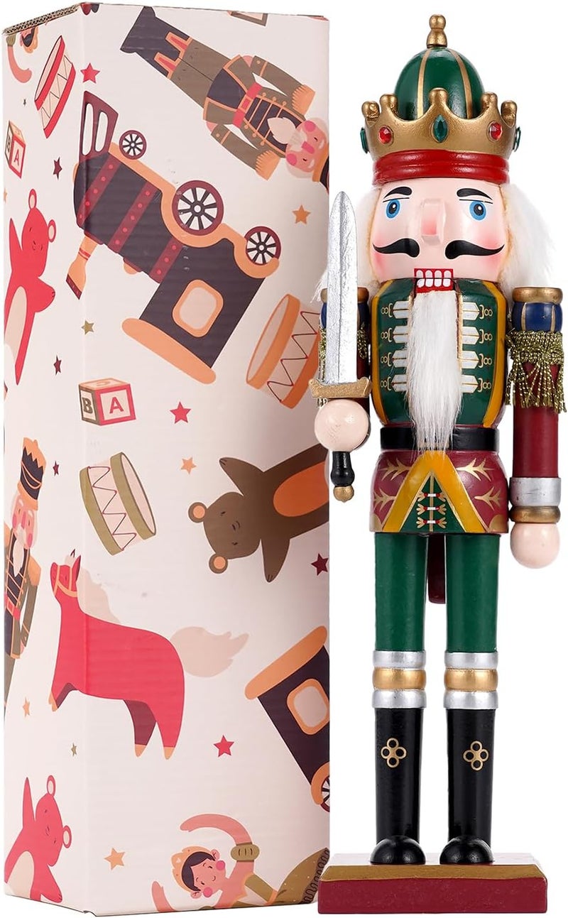 Tpudn Store Christmas Decorations Nutcracker Ornament,12 inch Wooden Traditional Nutcracker,Painted Nutcracker Figures,Festive Christmas Nutcracker Party Tabletop Thanksgiving Decor(Swordsmen) - Image 1