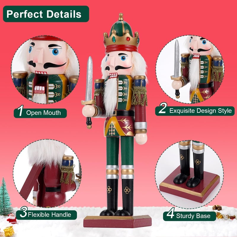 Tpudn Store Christmas Decorations Nutcracker Ornament,12 inch Wooden Traditional Nutcracker,Painted Nutcracker Figures,Festive Christmas Nutcracker Party Tabletop Thanksgiving Decor(Swordsmen) - Image 3
