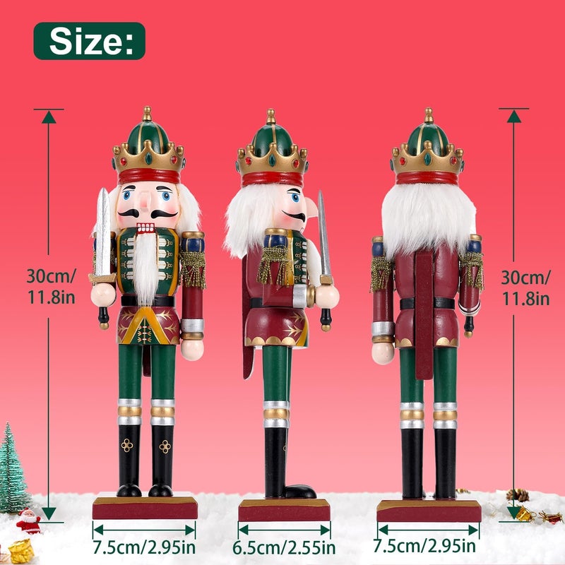 Tpudn Store Christmas Decorations Nutcracker Ornament,12 inch Wooden Traditional Nutcracker,Painted Nutcracker Figures,Festive Christmas Nutcracker Party Tabletop Thanksgiving Decor(Swordsmen) - Image 2