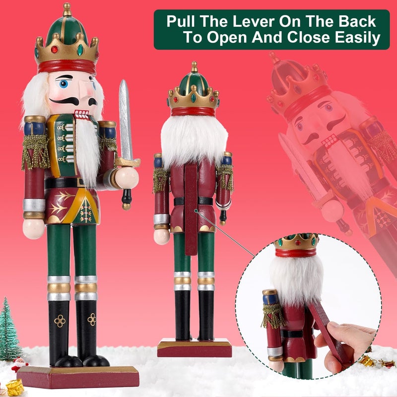 Tpudn Store Christmas Decorations Nutcracker Ornament,12 inch Wooden Traditional Nutcracker,Painted Nutcracker Figures,Festive Christmas Nutcracker Party Tabletop Thanksgiving Decor(Swordsmen) - Image 4