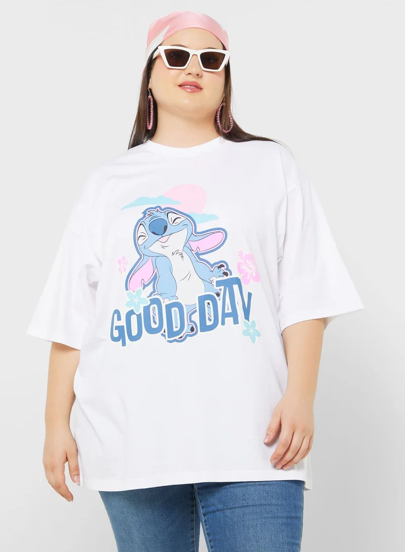 Disney Stitch Plus Size Oversize Graphic T-Shirt
