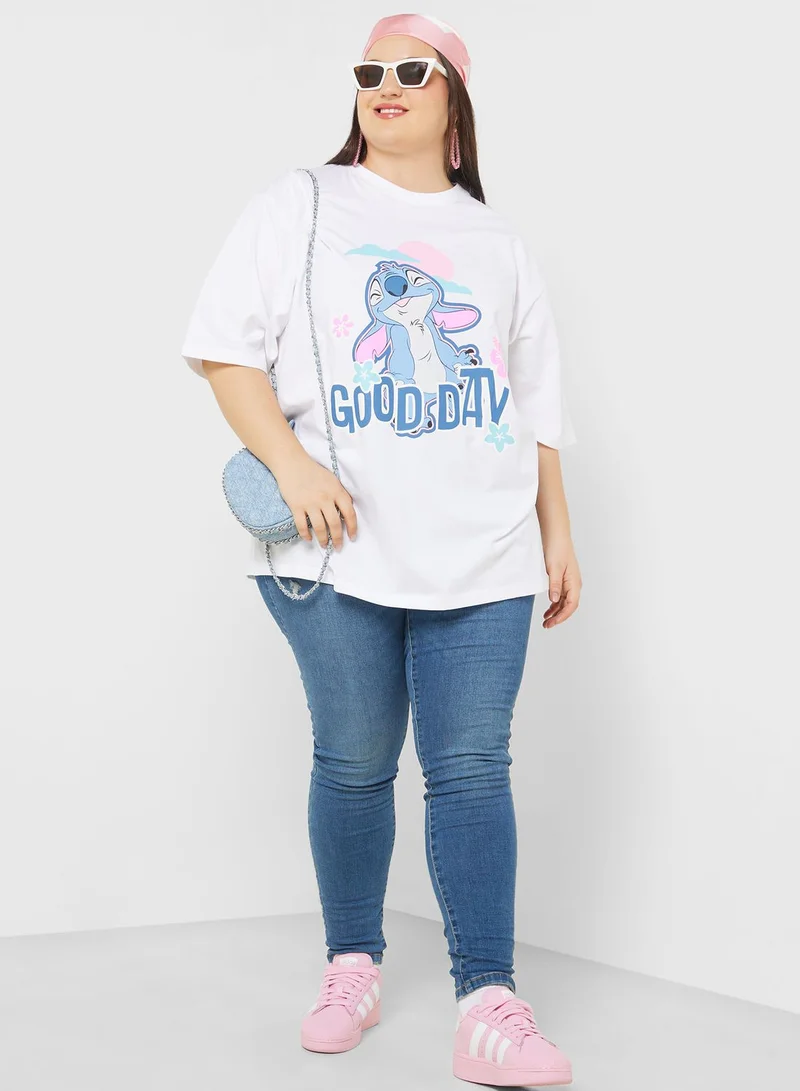 Disney Stitch Plus Size Oversize Graphic T-Shirt