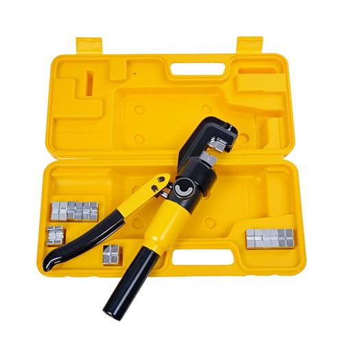 A ABIGAIL 10 Ton Hydraulic Hand Crimper Tool Set for Stainless Steel Cable Railing Fittings, Crimps 1/8" to 3/16", Cable Crimping Tool ​with 9 Pairs of Dies - Image 1