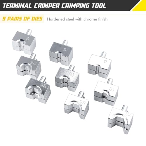 A ABIGAIL 10 Ton Hydraulic Hand Crimper Tool Set for Stainless Steel Cable Railing Fittings, Crimps 1/8" to 3/16", Cable Crimping Tool ​with 9 Pairs of Dies - Image 4
