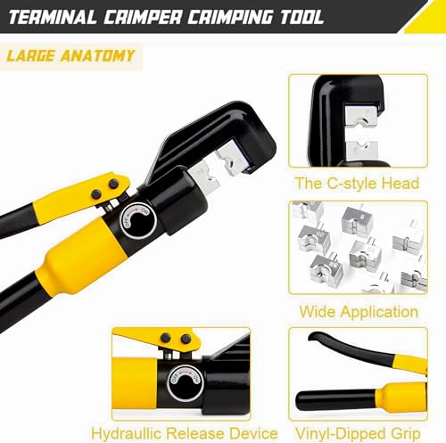 A ABIGAIL 10 Ton Hydraulic Hand Crimper Tool Set for Stainless Steel Cable Railing Fittings, Crimps 1/8" to 3/16", Cable Crimping Tool ​with 9 Pairs of Dies - Image 5