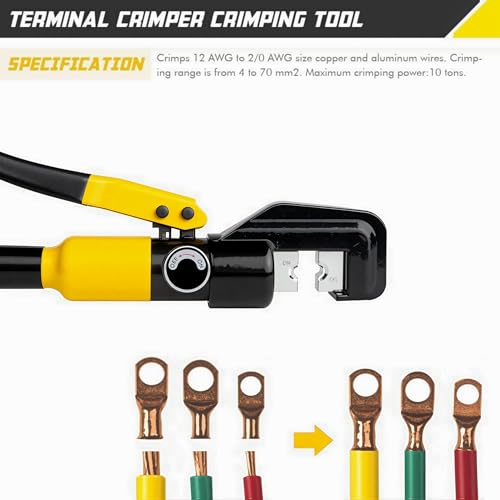 A ABIGAIL 10 Ton Hydraulic Hand Crimper Tool Set for Stainless Steel Cable Railing Fittings, Crimps 1/8" to 3/16", Cable Crimping Tool ​with 9 Pairs of Dies - Image 3