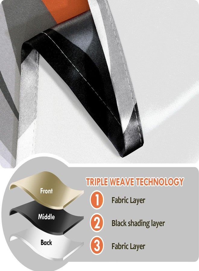 Weesire Modern Striped Decorative 50% Light Blocking Darkening Grommet Curtains for Living Room, Bedroom - 52x84 Inches, 2 Panels Set, Gray and Orange - Image 5